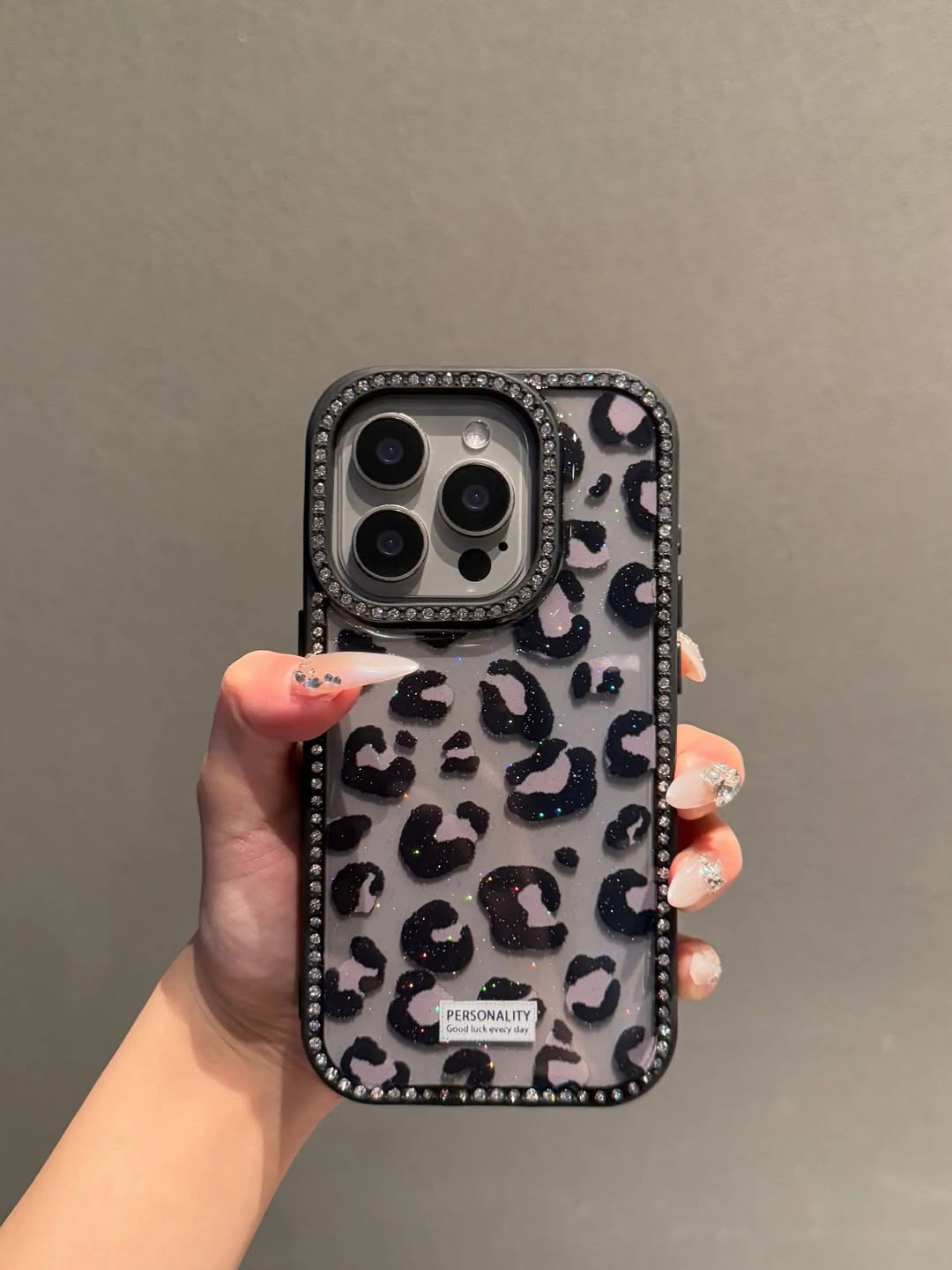 Black Cheetah Studded Case