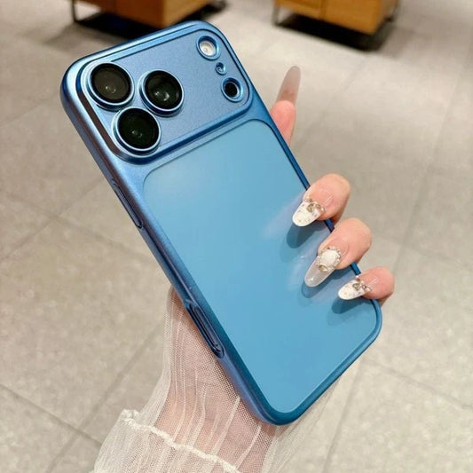 ✨Luxury Frosted Translucent PC Phone Case Plating Frame Lens Film Protection 18 Series