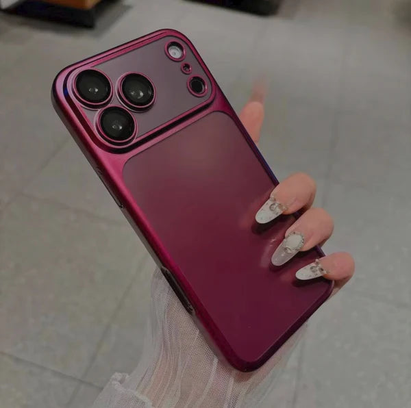 ✨Luxury Frosted Translucent PC Phone Case Plating Frame Lens Film Protection 18 Series