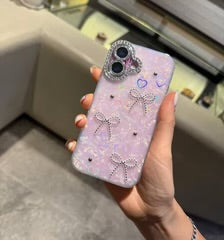 ✨ Premium Bow Crystal Diamond iPhone Case with charm