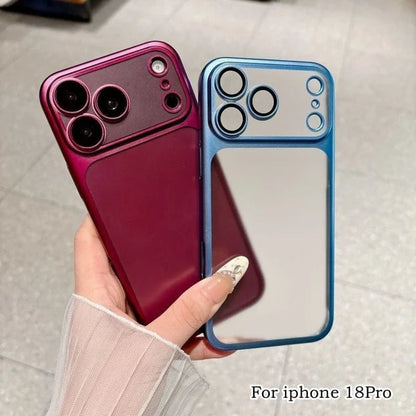 ✨Luxury Frosted Translucent PC Phone Case Plating Frame Lens Film Protection 18 Series