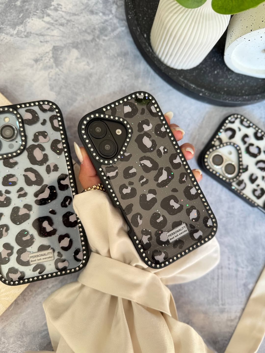 Black Cheetah Studded Case