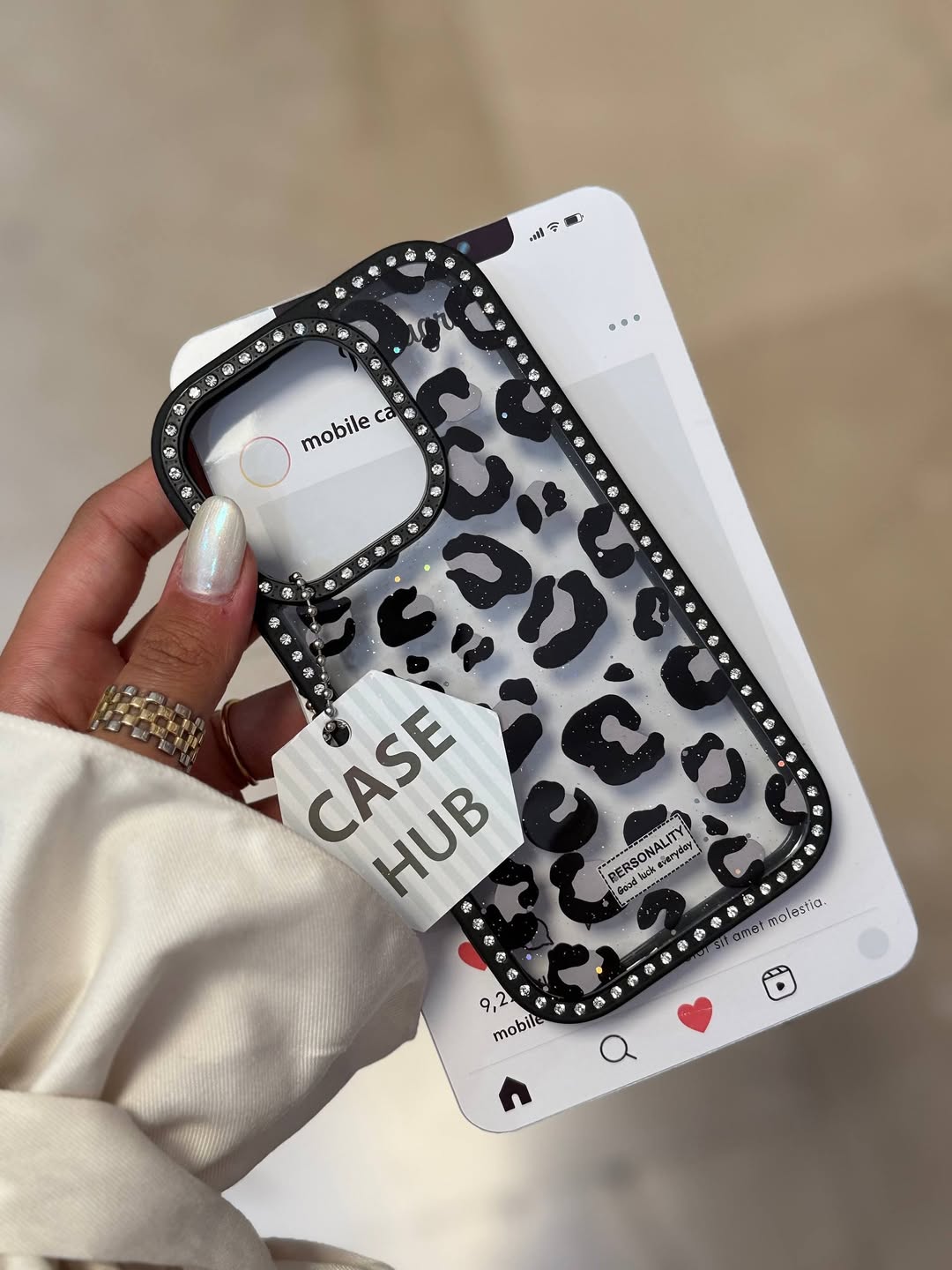 Black Cheetah Studded Case