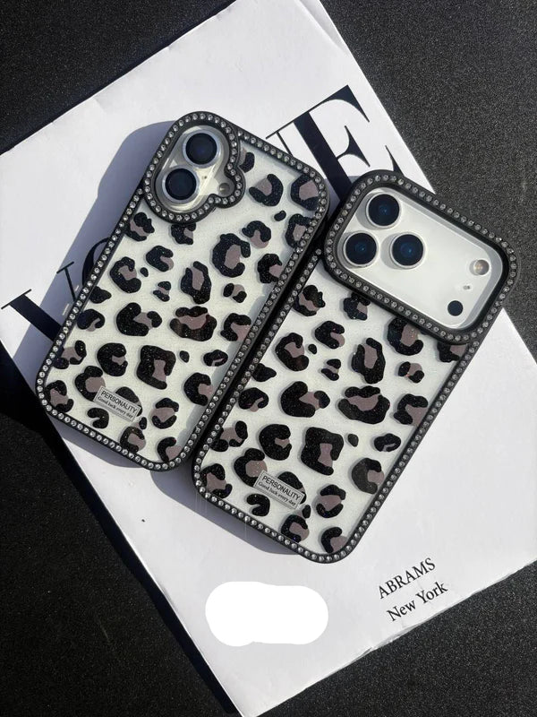 Black Cheetah Studded Case