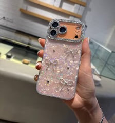 ✨ Premium Bow Crystal Diamond iPhone Case with charm