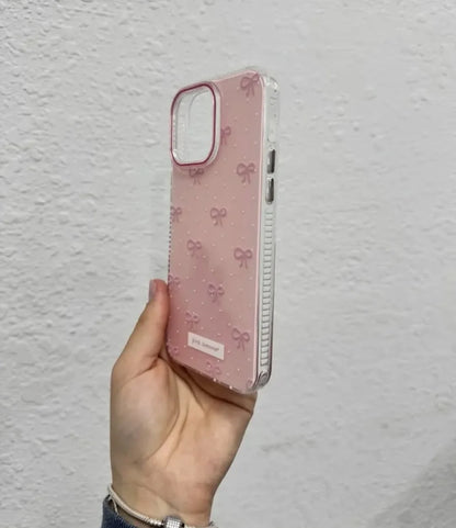 Luxury Pearl Bow iPhone Case – With Charm Pink Summer Aesthetic