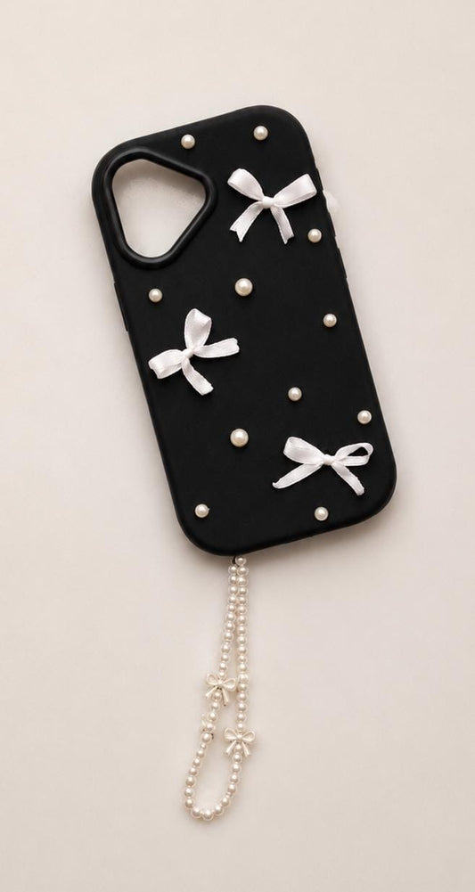 New Luxury Chrome Beads Bow Silicone Case! 🎀🤍
