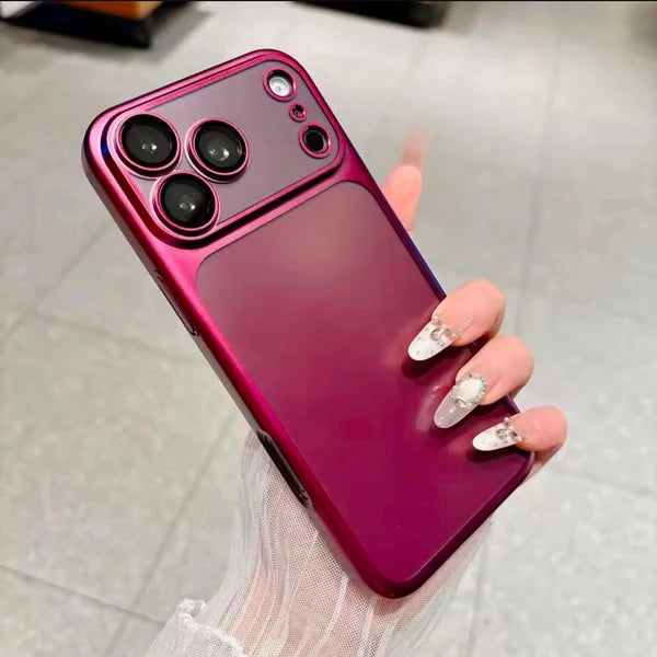 ✨Luxury Frosted Translucent PC Phone Case Plating Frame Lens Film Protection 18 Series