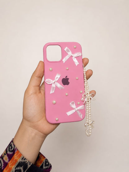 New Luxury Chrome Beads Bow Silicone Case! 🎀🤍