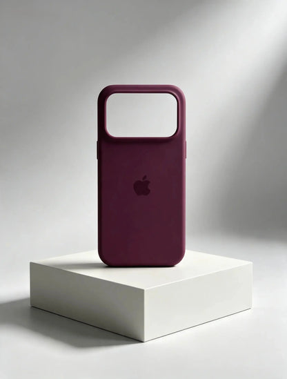 Burgundy Apple Logo Silicone Case With Convertor Lens To 18 Series