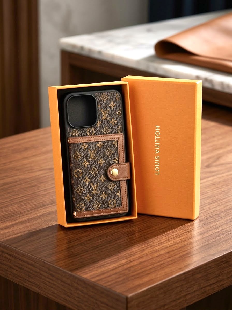 LV Monogram Wallet Phone Case – Brown & Tan
