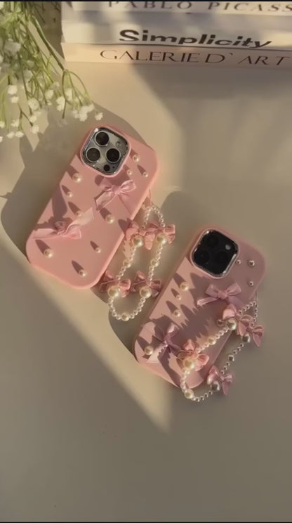 Introducing New Luxury Chrome Beads Bow Silicone Case! 🎀🤍