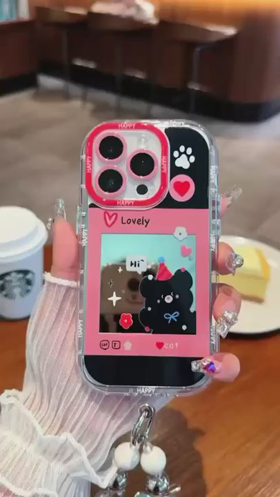 Black Teddy Bear Hi Mirror Case🐼