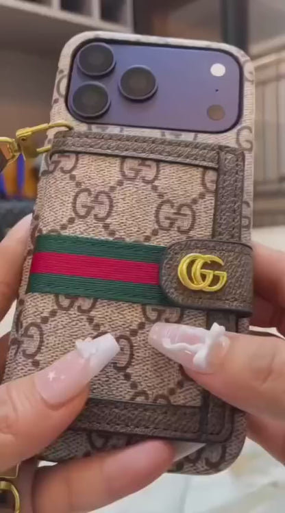 Gucci GG Monogram Wallet Phone Case – Beige & Brown