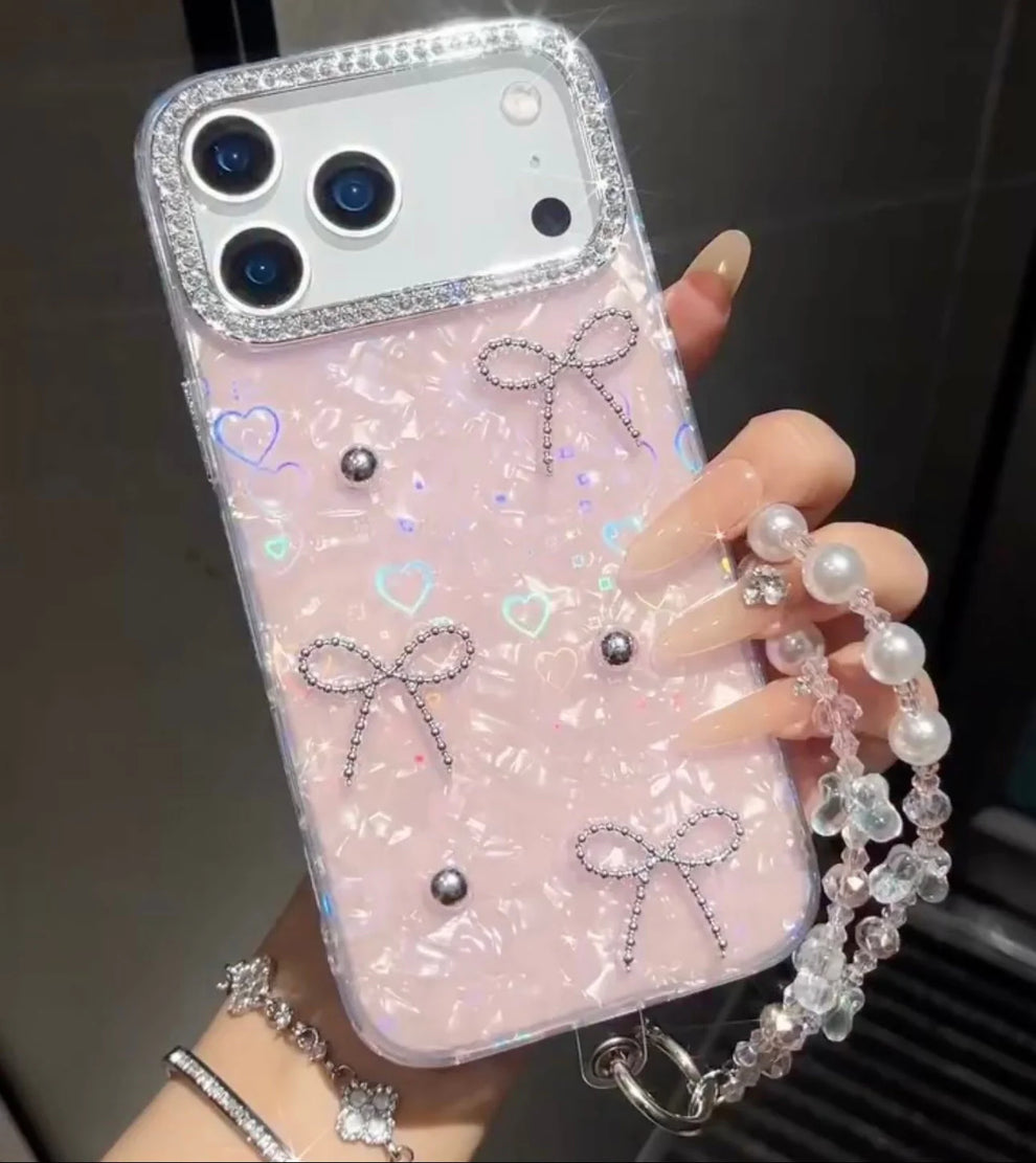 ✨ Premium Bow Crystal Diamond iPhone Case with charm