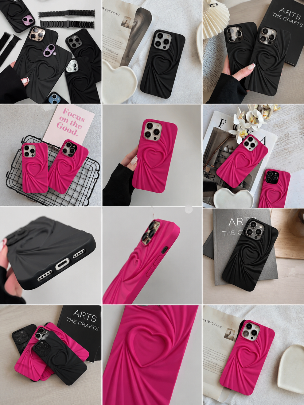 3D Heart Wave Phone Case –