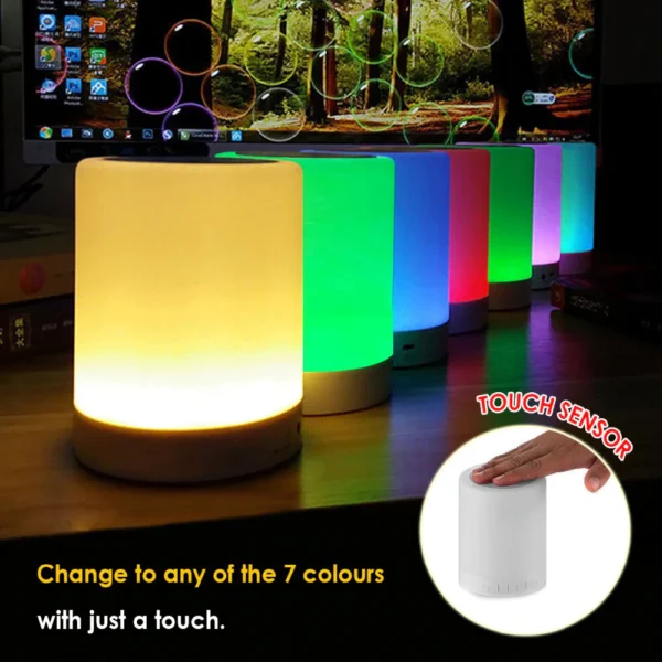 Wireless Portable Bluetooth Speaker Mini LED Music Audio AUX TF USB Stereo Sound Speaker 7 Colors Touch Control Table Lamp - Image 3