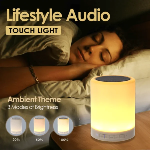 Wireless Portable Bluetooth Speaker Mini LED Music Audio AUX TF USB Stereo Sound Speaker 7 Colors Touch Control Table Lamp - Image 2