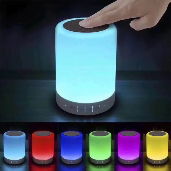 Wireless Portable Bluetooth Speaker Mini LED Music Audio AUX TF USB Stereo Sound Speaker 7 Colors Touch Control Table Lamp