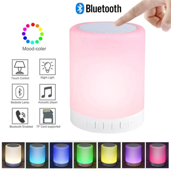 Wireless Portable Bluetooth Speaker Mini LED Music Audio AUX TF USB Stereo Sound Speaker 7 Colors Touch Control Table Lamp - Image 5