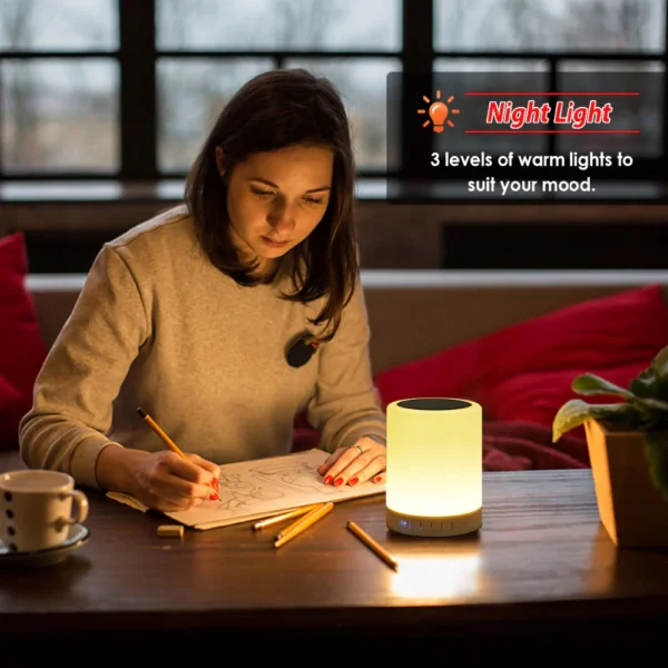 Wireless Portable Bluetooth Speaker Mini LED Music Audio AUX TF USB Stereo Sound Speaker 7 Colors Touch Control Table Lamp - Image 4