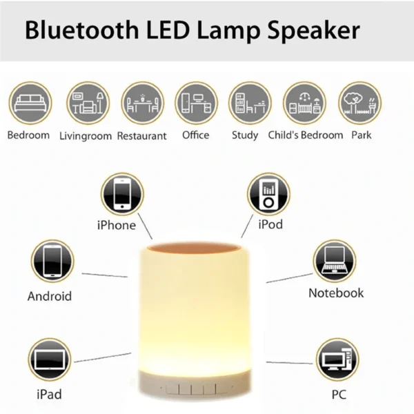 Wireless Portable Bluetooth Speaker Mini LED Music Audio AUX TF USB Stereo Sound Speaker 7 Colors Touch Control Table Lamp - Image 7