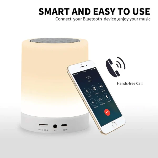 Wireless Portable Bluetooth Speaker Mini LED Music Audio AUX TF USB Stereo Sound Speaker 7 Colors Touch Control Table Lamp - Image 10