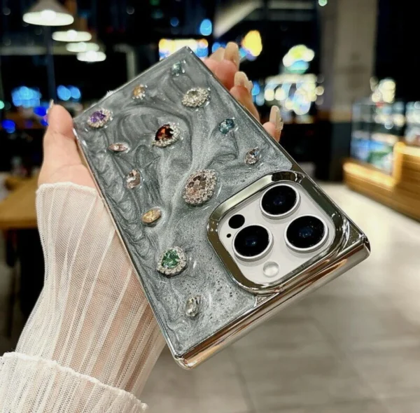 Electroplated Square Gem Stones Case 💎(NEW) - Image 2