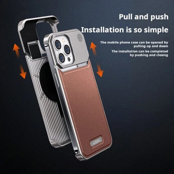 Luxury Aluminum Leather 2-in-1 Phone Case for iPhone - Image 6