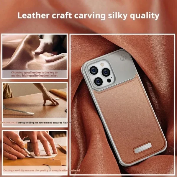 Luxury Aluminum Leather 2-in-1 Phone Case for iPhone - Image 4
